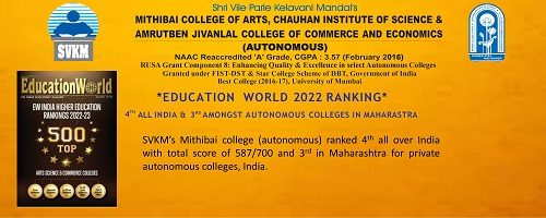 SVKM’s Mithibai College (Autonomous) Ranked 4th All Over India With Total Score Of 587/700 And 3rd In Maharashtra For Private Autonomous Colleges, India